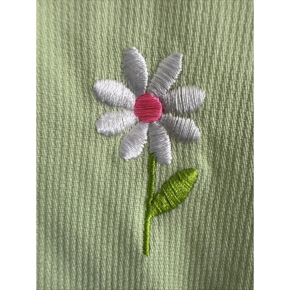 Vtg Lilly Pulitzer Dress Kids 7 Green Embroidered Floral Daisy Sleeveless Spring - Picture 5 of 11